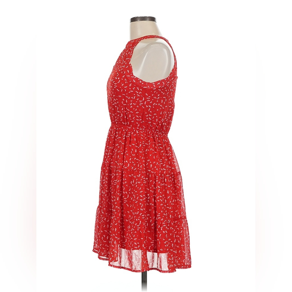 *NWOT* Monteau LA Women's Medium Red Ruffle Tiered Sleeveless Halter Midi Dress - Picture 3 of 13